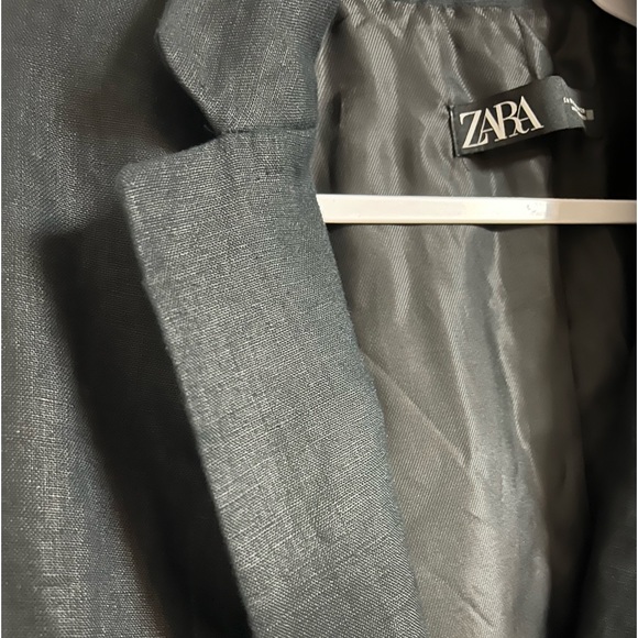 Zara Linen Blazer, Navy, Size M - Picture 3 of 4